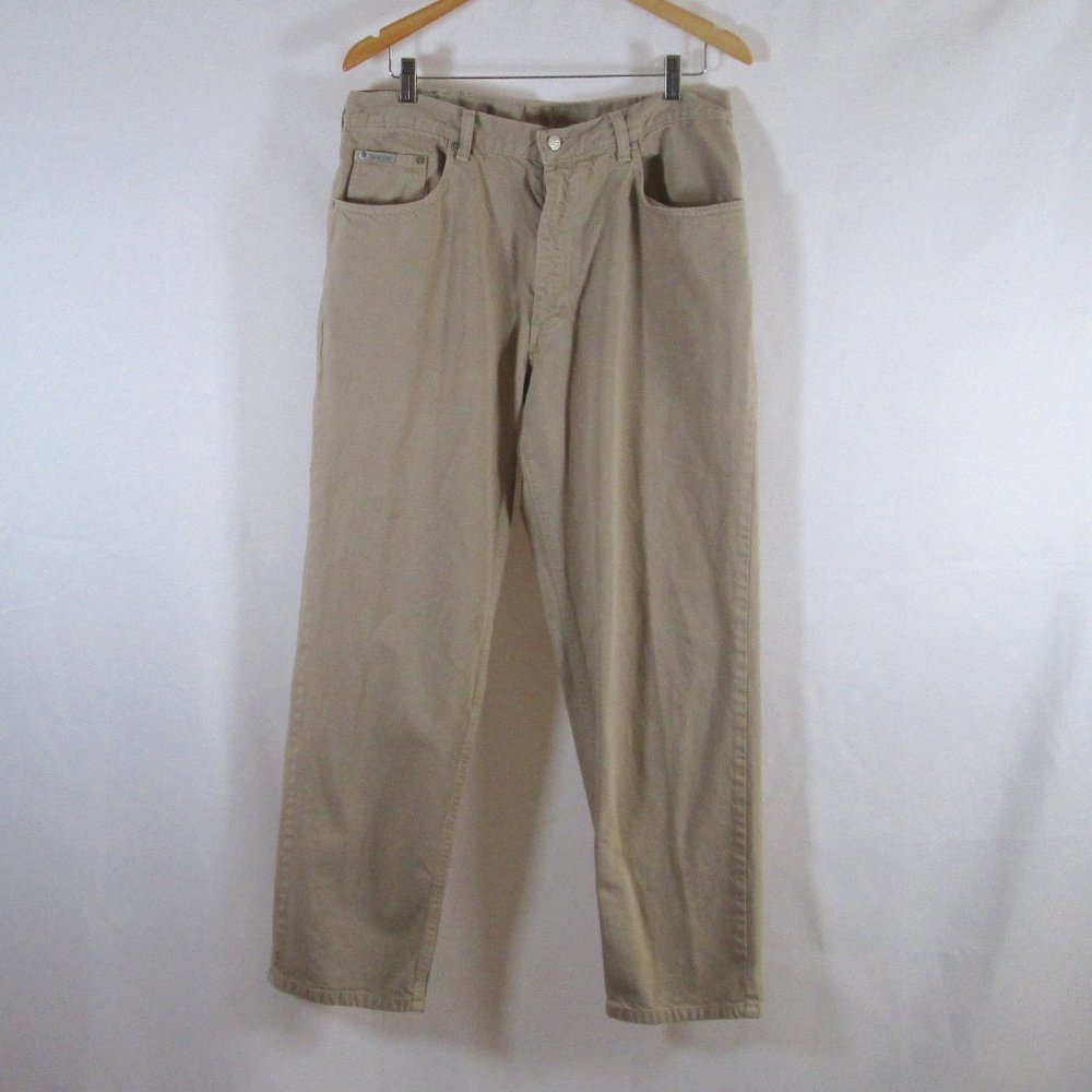 Calvin Klein Vintage 36 x 30 Tan Denim Jeans 100% Cotton Pre-worn Good C… - Picture 1 of 7